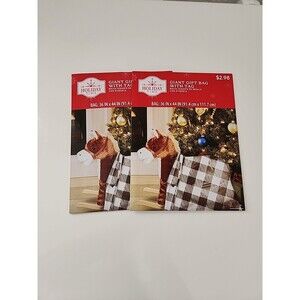 Set of 2 Holiday Christmas giant bike Gift Bags 36" x 44" wrapping buffalo plaid